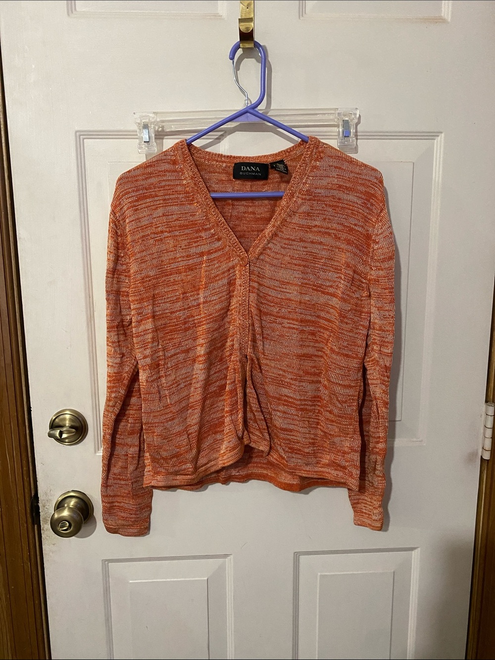 Dana Buchman Orange V-Neck Knit Sweater XL